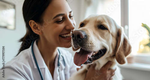 A vet veterinarian dog animal hospital care concept
