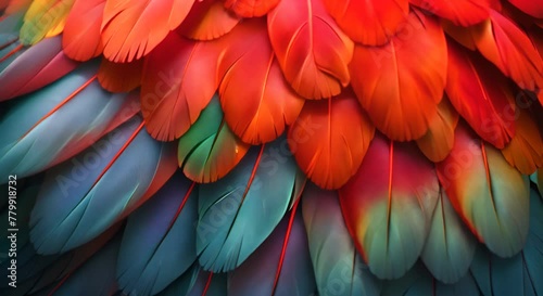 Wallpaper Mural Parrot feather detail, 3D illustration of vibrant plumage, Torontodigital.ca