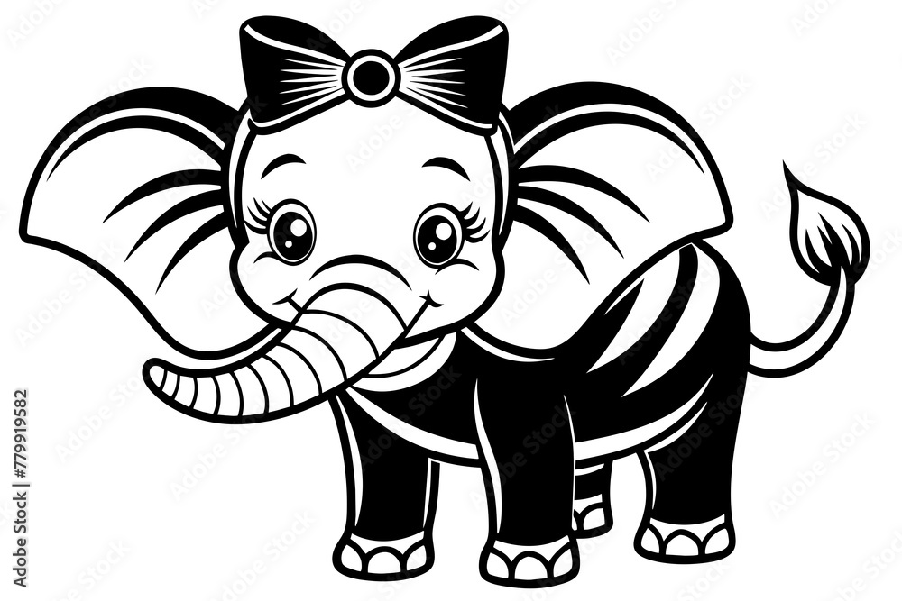 little-lovely-smiling---elephants-with-bows vector illustration 