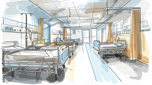 vector hospital ward on white background .Generative AI