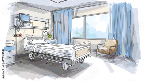 vector hospital ward on white background .Generative AI