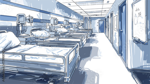 vector hospital ward on white background .Generative AI