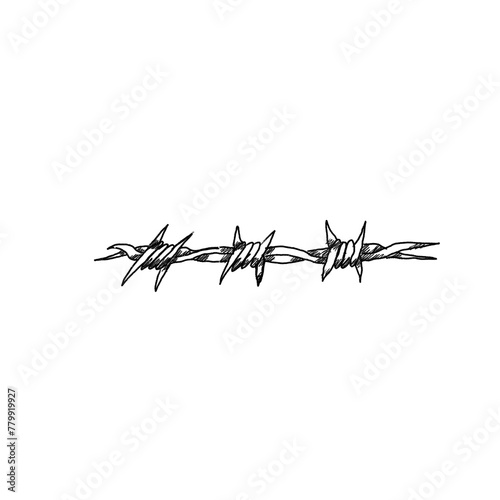 transparent razor wire pencil sketch PNG