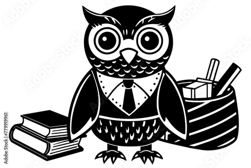 cute-owl-schoolboy-he-has-a-sweet-expression vector illustration  photo