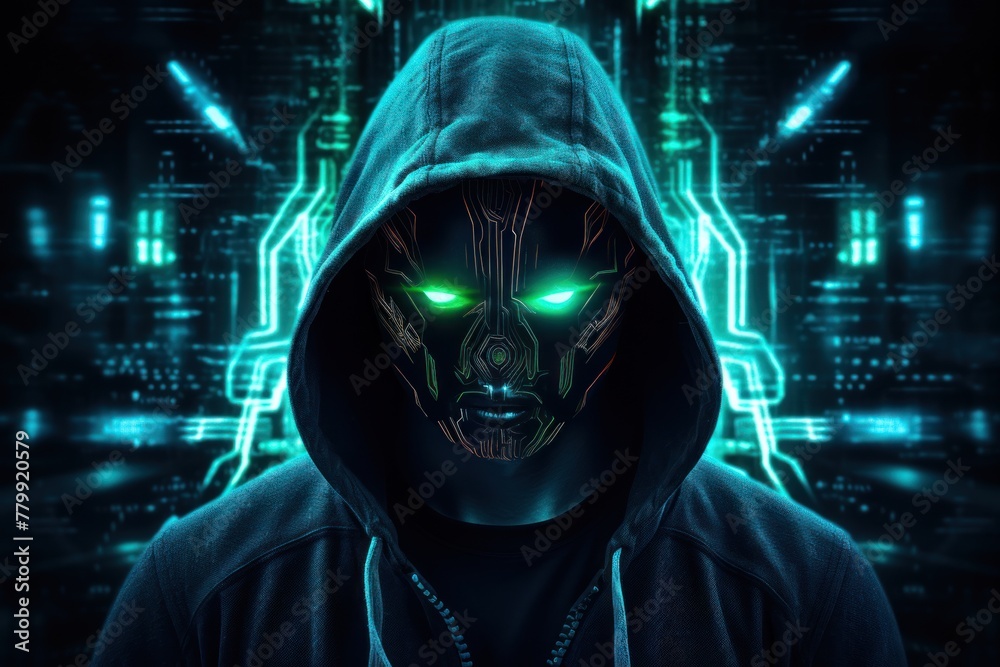 An internet hacker is working hard to infiltrate a security system. An internet hacker is working hard to infiltrate a security system.