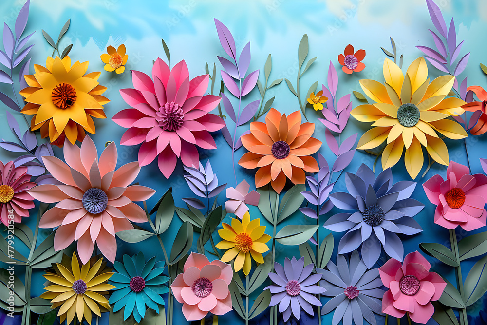 Paper art of colorful flowers for Mother's Day celebration