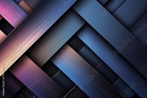 Modern abstract background with diagonal stripes of metallic textures in navy blue, and purple colors