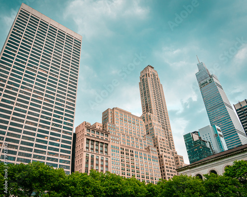 View from the bryant park on skyscrapers photo