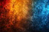 Grungy black blue orange red gradient background with bright light and grainy texture