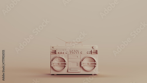 Boombox stereo audio entertainment neutral backgrounds soft tones beige brown pottery background 3d illustration render digital rendering