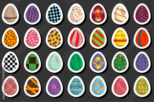 Illustration on theme celebration holiday Easter with hunt colorful bright eggs