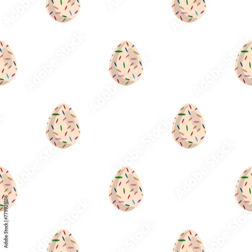 Illustration on theme seamless celebration holiday Easter with hunt colorful bright eggs
