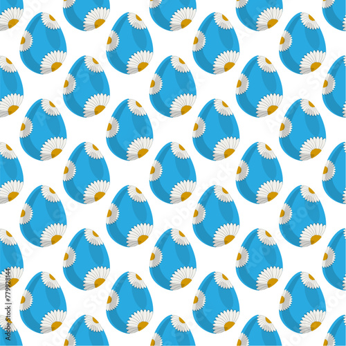 Illustration on theme seamless celebration holiday Easter with hunt colorful bright eggs