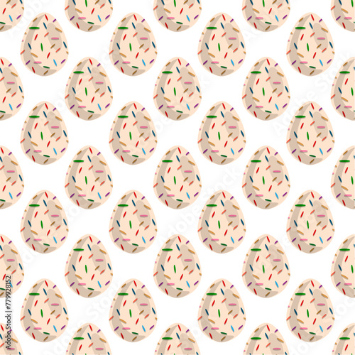 Illustration on theme seamless celebration holiday Easter with hunt colorful bright eggs