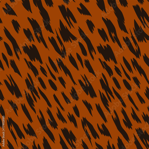 Seamless fur skin wild animal pattern with brown and orange background element design