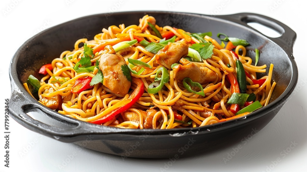 Wok noodles with chicken and vegetables