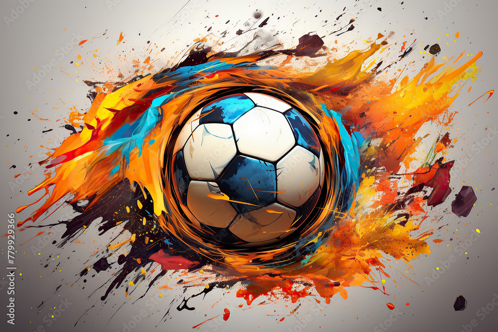 generated illustration of moving soccer ball around splash