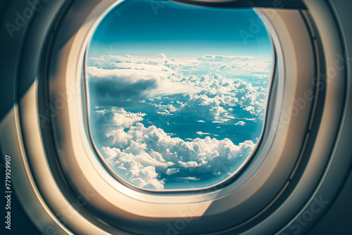 Flight over the clouds. view of the clouds from the airplane window