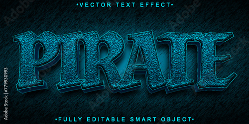 Blue Pirate Vector Fully Editable Smart Object Text Effect