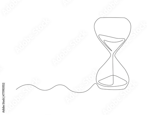 Continuous line drawing of hourglass. One line of hourglass. Hourglass continuous line art. Editable outline.