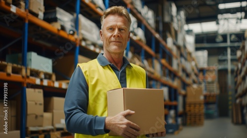 A Warehouse Worker Holding Box