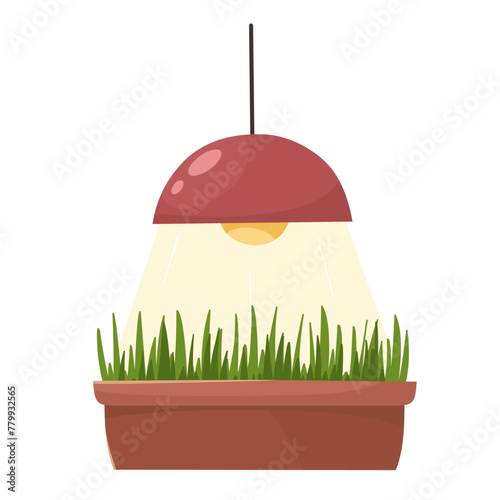 Growing wheat under a lamp, spring planting, agronomy. Vector illustration in flat style. © EkaterinaGr