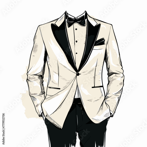 vector men's tuxedo suit on white background .Generative AI