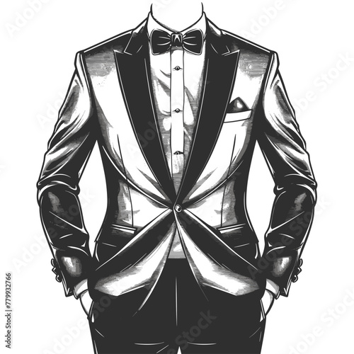 vector men's tuxedo suit on white background .Generative AI
