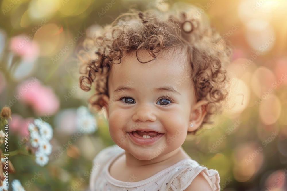 Sunlit Joy: Radiant Curly-Haired Child in Summer's Embrace Generative AI Sunlit Joy: Radiant Curly-Haired Child in Summer's Embrace Generative AI