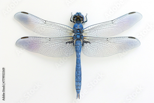 Close-Up of a Blue Dragonfly With Transparent Wings