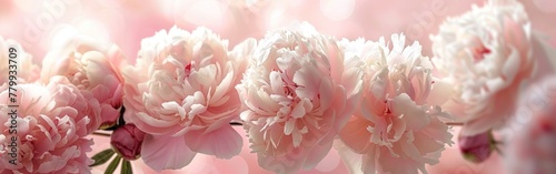 Delicate White Peonies Close Up - Fragrant Pink Petals for Romantic Banner