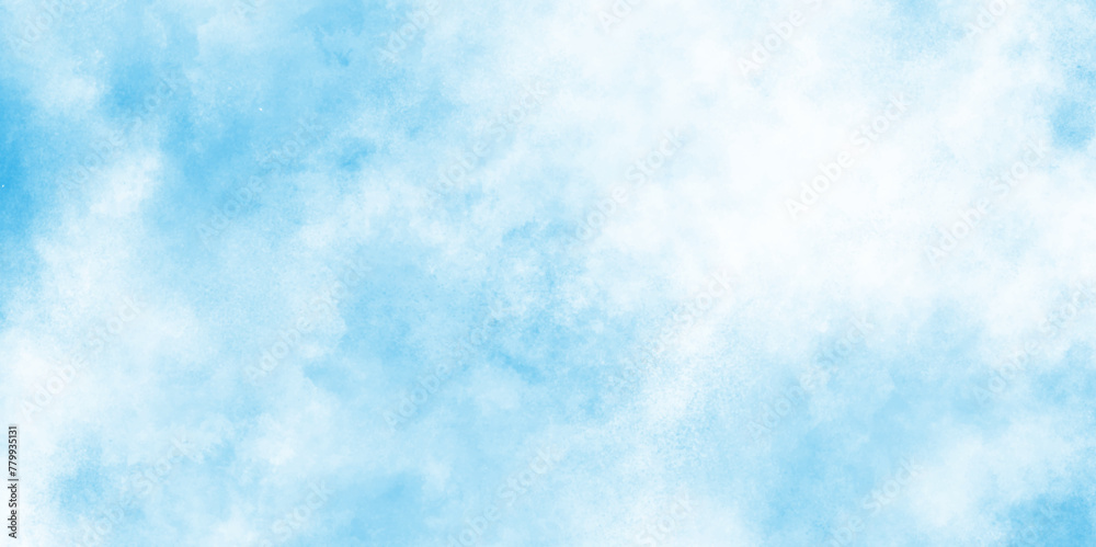 Abstract Watercolor shades blurry and defocused Cloudy Blue Sky Background, Aquarelle paint paper textured canvas element for text design, Abstract light blue watercolor background. 