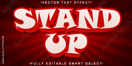 Cartoon Red Stand Up Vector Fully Editable Smart Object Text Effect