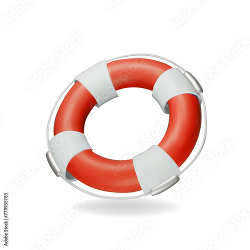 Ring buoy isolated. Safety sos bouy, emergency lifesaver. 3d lifebelt icon