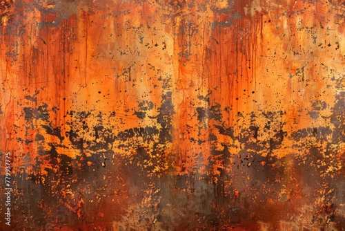 Rustic orange brown metal texture, weathered Corten steel stone background, panoramic grunge banner illustration