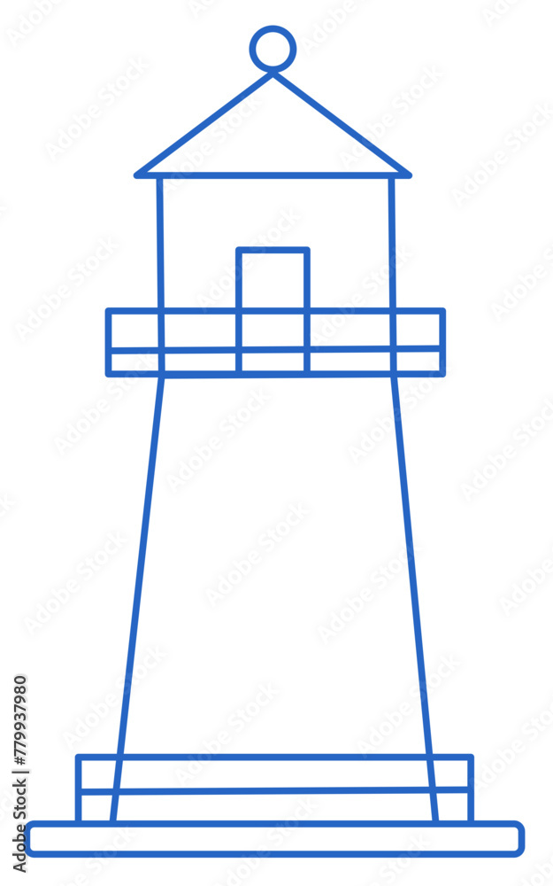 Lighthouse icon fine line on rocky coast, lighthouse illustration Lighthouse icon fine line on rocky coast, lighthouse illustration