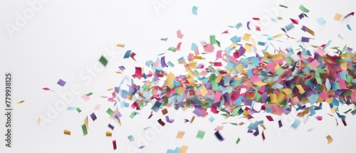 flying confetti in the air isolated on white background