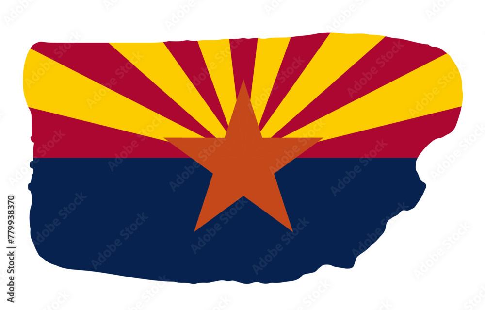 Arizona state flag with palette knife paint brush strokes grunge texture design. Grunge United States brush stroke effect