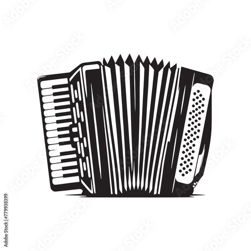 Creative Soundwaves: Dynamic Accordion Silhouette, Enhanced by Sleek Vector Design, Accordion Illustration - Minimallest Accordion Vector