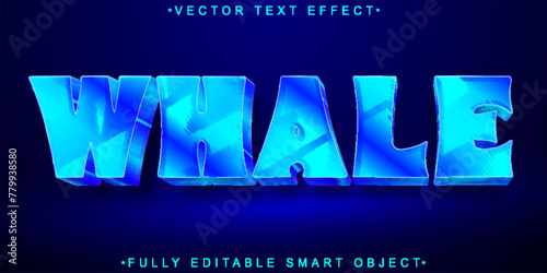 Blue Big Whale Vector Fully Editable Smart Object Text Effect