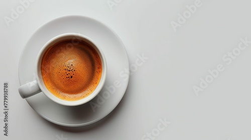 Cup of coffee on flat white background