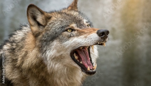 Wild Vigor  Timber Wolf Captured in a Close-Up Growl