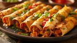 Delicious Cheesy Chicken Enchiladas Served with Fresh Toppings