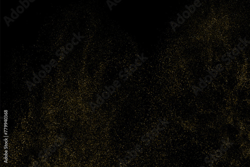 Gold Glitter Texture Isolated on Black Background. Golden light. Yellow Pattern. Realistic Texture Overlay. Vector Illustration. EPS 10 