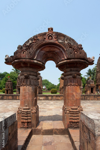 The decorated torana archway of Mukteshwar Temple in Bhubaneswar, Odisha, India, Asia photo