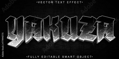 Silver Japanese Mafia Yakuza Vector Fully Editable Smart Object Text Effect