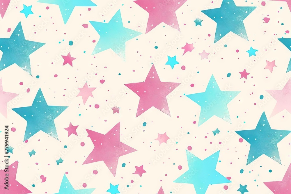 Seamless pastel pink and blue star pattern on light background, vector illustration Seamless pastel pink and blue star pattern on light background, vector illustration