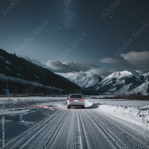 a car on a snowy road