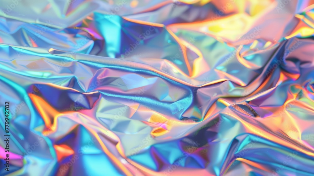 Holographic foil texture backdrop with iridescent, shimmering reflections Holographic foil texture backdrop with iridescent, shimmering reflections