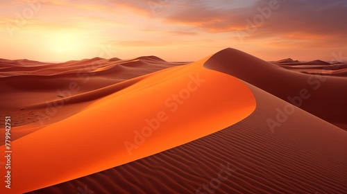 A macro shot of desert sand dunes  with sun rays and contrast at sunset